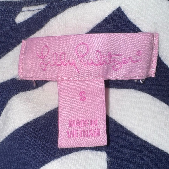 Lilly Pulitzer Navy & White I Got Lucky Bird Charlene Chevron Shift Dress S - Picture 9 of 15